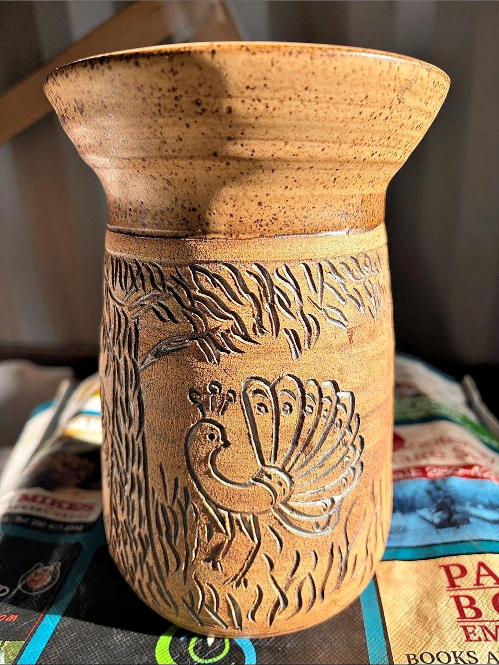Handcrafted Peacock Ceramic Vase